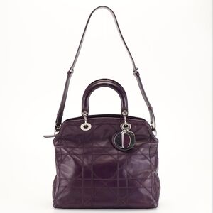 Christian Dior Purple Cannage Granville Tote with Strap